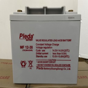 Pleda蓄电池MF12-38 12V38AH直流屏UPS太阳能光伏基站配套