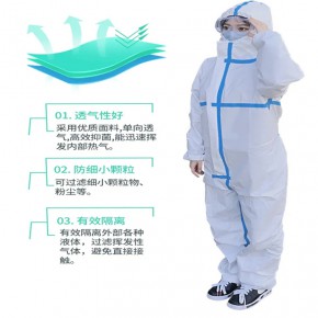 连身式带帽防护隔离服医用级防护服新冠隔离病毒用厂家直发