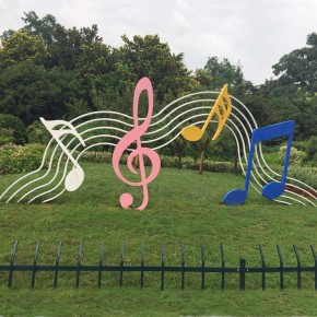 不锈钢音符雕塑，五线谱雕塑