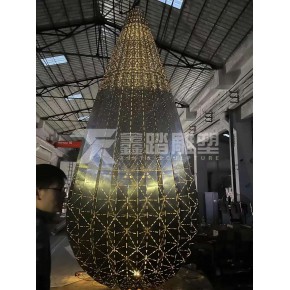 户外景观大型304不锈钢水滴雕塑出口俄罗斯 高清大图