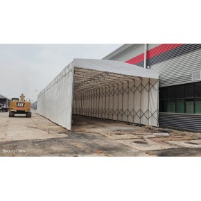 九天钢结构蓬业 定做电动推拉棚仓库悬空遮雨蓬自动伸缩推拉篷大型户外雨棚
