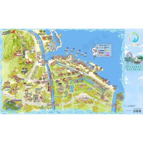 杭州卡通地图设计动漫导览图设计酒店景区卡通地图设计