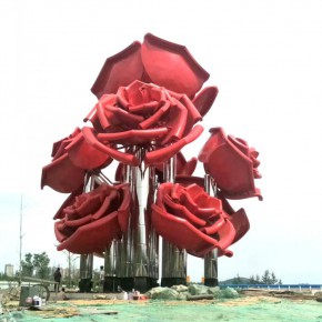 房地产月季花雕塑展品 钢铸花卉 铁艺月季花雕塑厂家