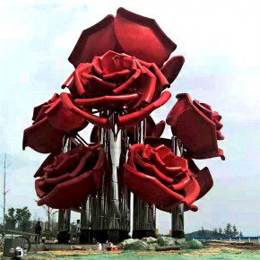 不锈钢花朵雕塑，金属景观小品制作厂家
