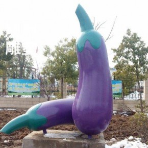 发光茄子雕塑元素 指示牌蔬菜雕塑 大理石米茄子雕塑