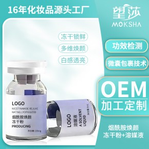 望莎 烟酰胺焕颜冻干粉+溶媒液  冻干锁鲜、多维焕颜，白感透亮OEM/ODM化妆品代加工