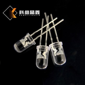 F5圆头白光高亮5MM白发白LED灯珠透明胶体直插式插件发光二极管