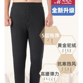棉裤男冬季加绒加厚羊毛驼绒棉裤中老年人加肥加大高腰宽松保暖裤