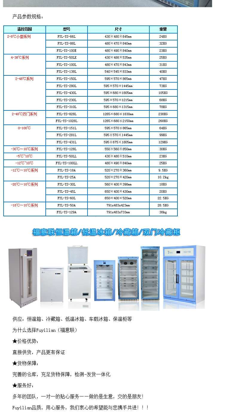 福意联临床标本恒温冷藏柜FYL-YS-310L智能电脑温度控制器