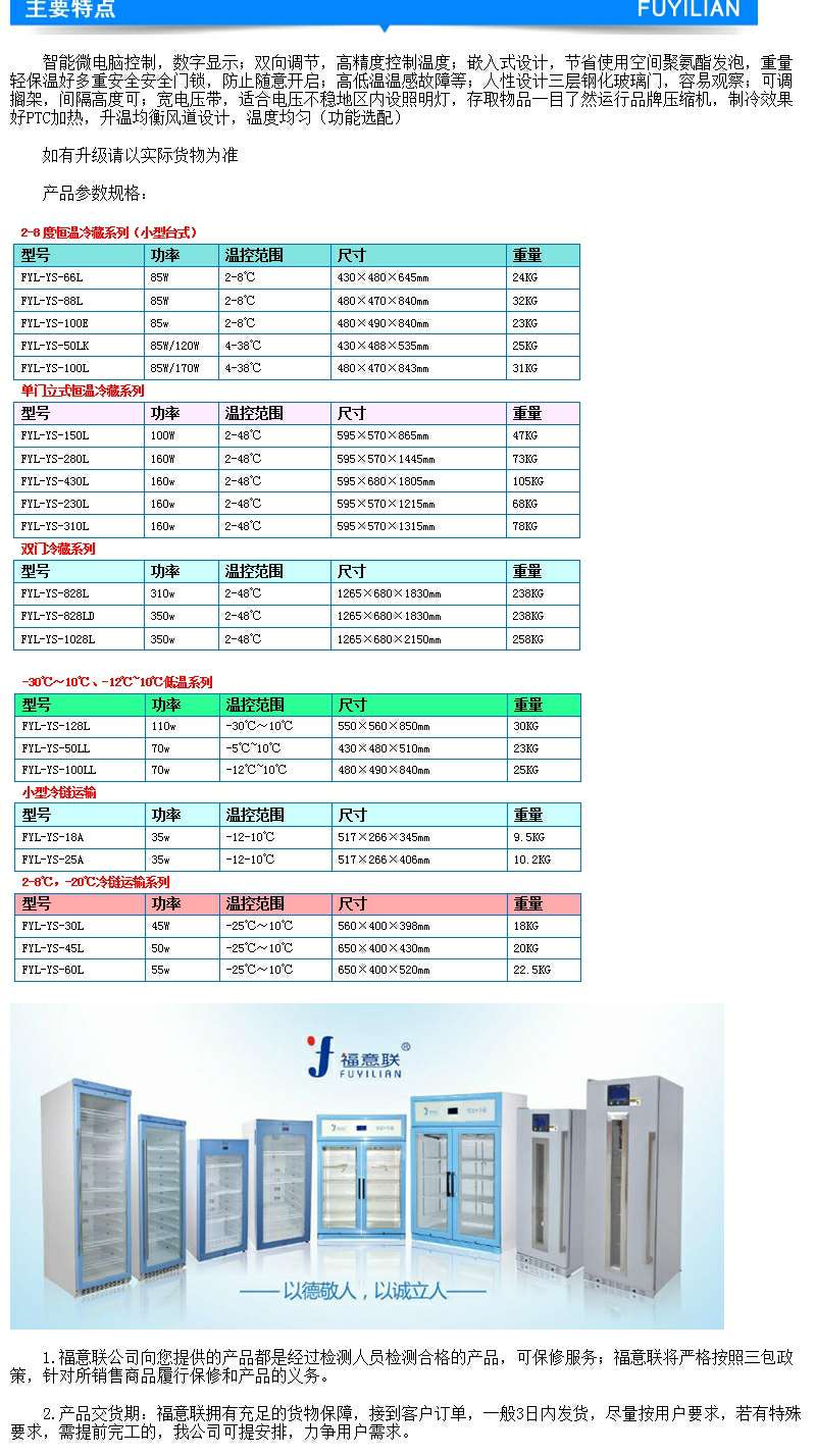 产品型号FYL-YS-280L主体分为四部分：电气控制系统，制冷系统、制热系统、显示系统