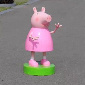 动画片小猪佩奇雕塑 玻璃钢动漫公仔雕塑