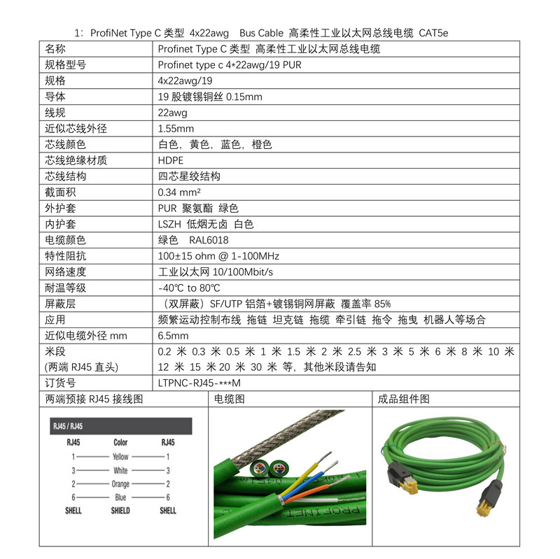 profinet组件电缆PNCRJ45_