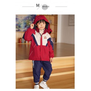 小学生校服冲锋衣三件套运动加厚套装
